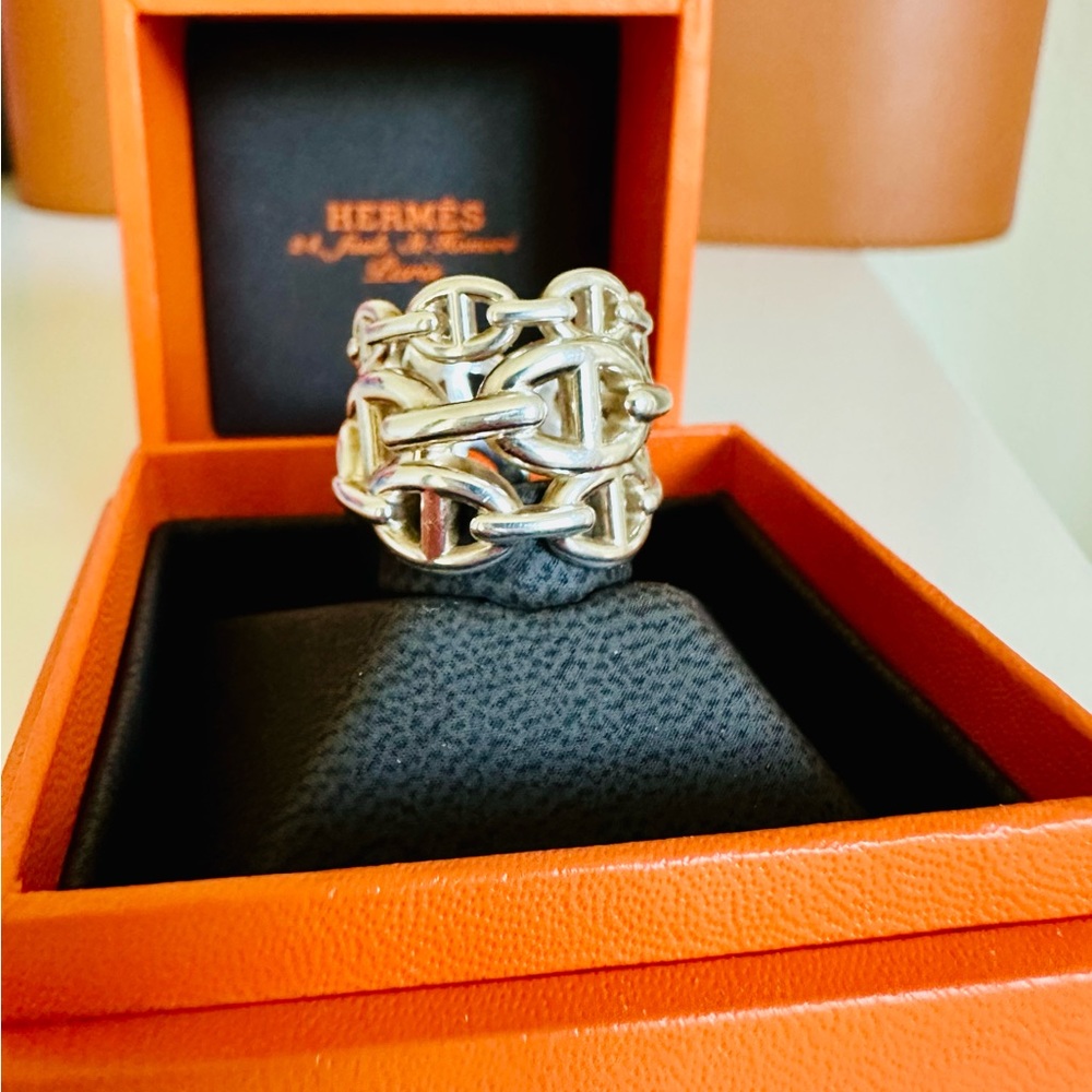 Hermès Silver Chaine d'Ancre Enchainee Ring
